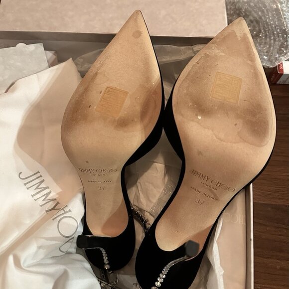 Jimmy Choo Saeda 100 Crystal Chain Embellishment Pump Shoes - Picture 4 of 6